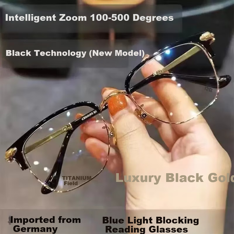 FENCHI Smart Zoom Reading Glasses with Progressive Multi-Focus, Fashionable Zoom-In/Out Dual-Use High-Definition Anti-Blue Light Multi-Eye Glasses for Men, New Model 2