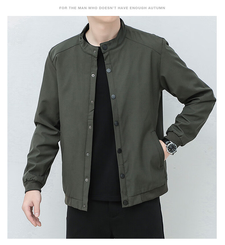 Jeanswest Men's Outdoor Sports Jacket Spring Autumn Casual Versatile Retro Outdoor Stand Collar Loose Trendy Cardigan Black XL 9