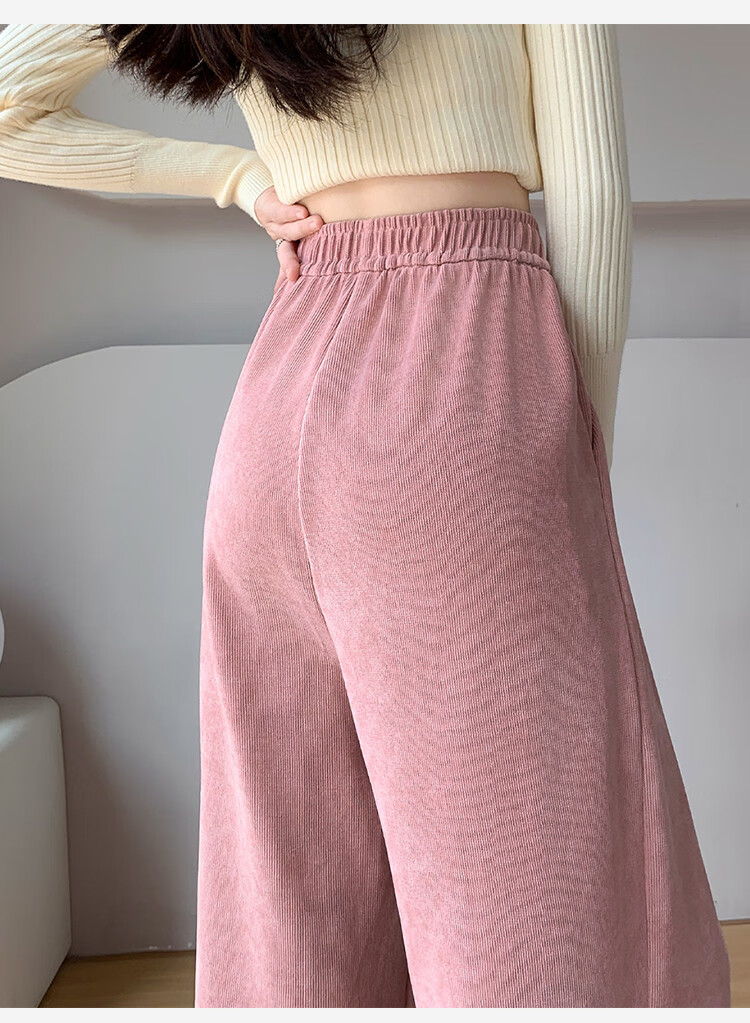 Yipintiancheng 2025 Autumn Wide-Leg Knit Casual Pants for Women, Loose-Fitting, Slimming, Draping, Comfortable Long Trousers, Solid Color Straight-Leg Pants for Wome 4