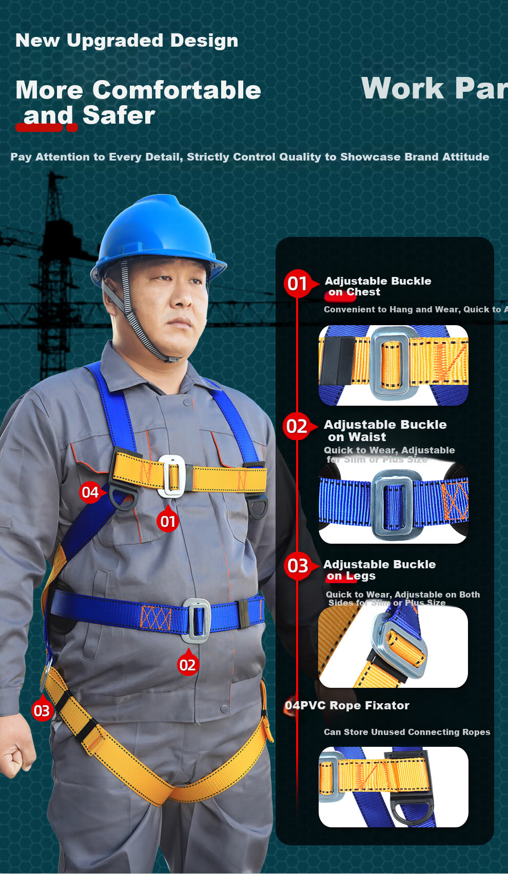 Xinbaolin Z-Y Fall Arrest Harness, National Standard European Style Five-Point Safety Belt, High-Altitude Work Fall Prevention, High-Quality Safety Harness with Two Large Hooks, 2 Meters Polyester Rope + Shock Absorber Pack, Shipped from Beijing Warehouse 7
