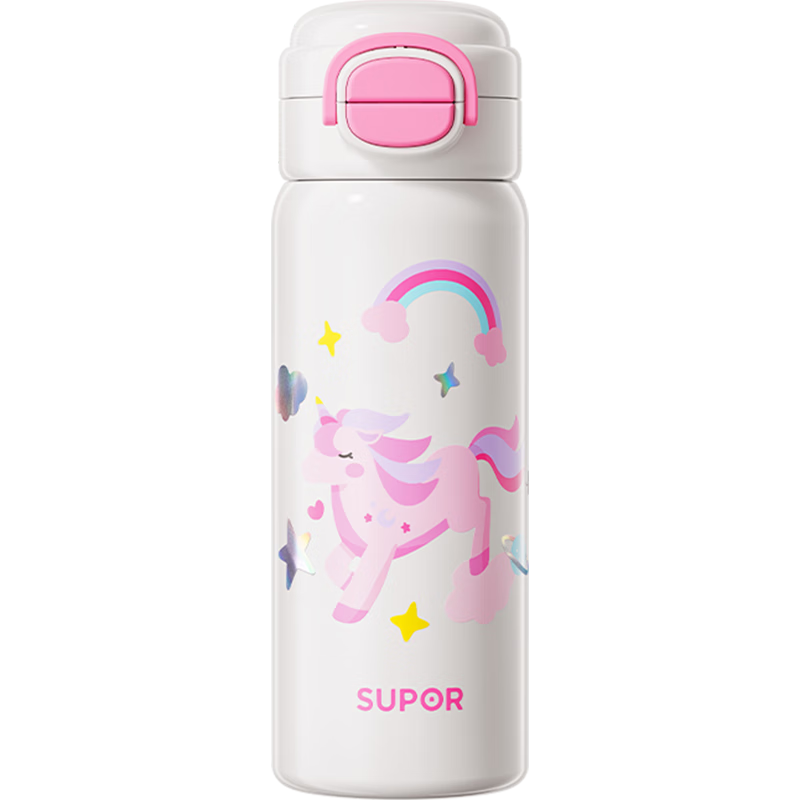 SUPOR Insulated Mug, Large Capacity, 316L Stainless Steel Water Bottle, for Children And Primary School Students, Dual-Use Lid, Portable Straw Cup with Pop-Up Lid