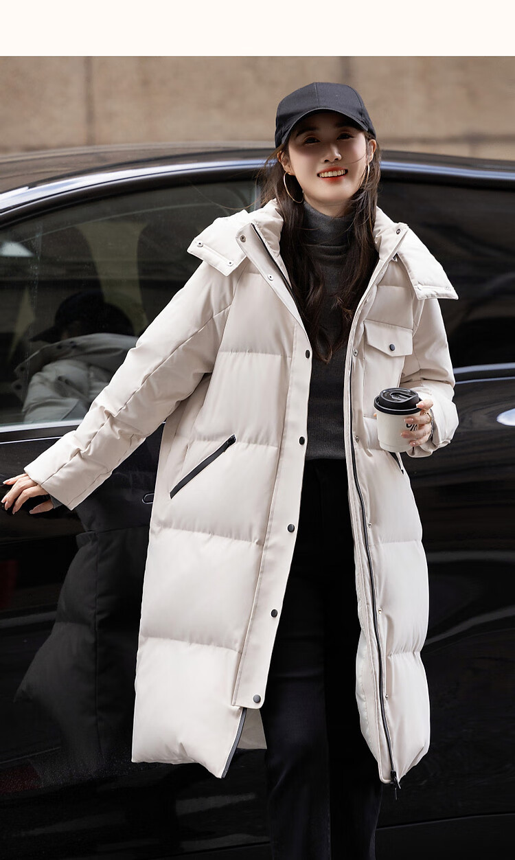 Dme [Nordic Cotton Triple Protection System] Winter Outdoor 90% Duck Down Hooded Long Women's down Jacket, Warm Coat 10