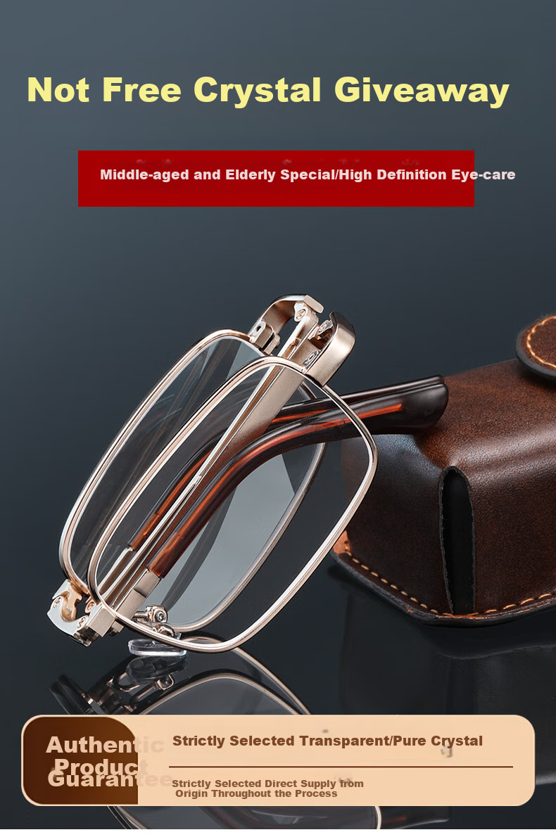 GOGOSOON Smart Zoom Foldable Portable Natural Crystal Reading Glasses for Men And Women, Middle-Aged And Elderly High-Definition Crystal Stone Glasses for Back to School 1