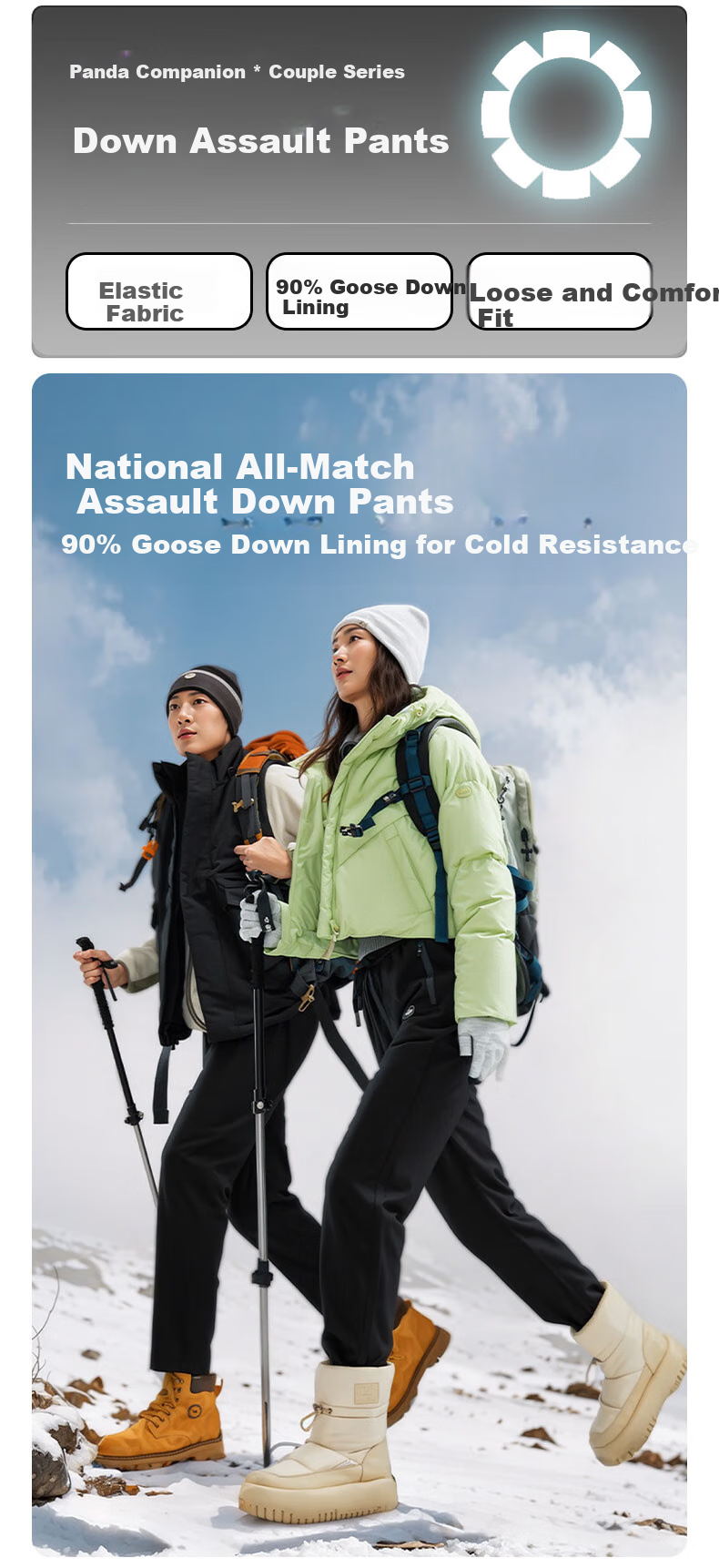 Xiongmaoxiangban Soft Shell Fleece-Lined Pants for Men And Women, Thickened Winter Outdoor Windproof Waterproof Three-In American-Style Hiking Trousers 1
