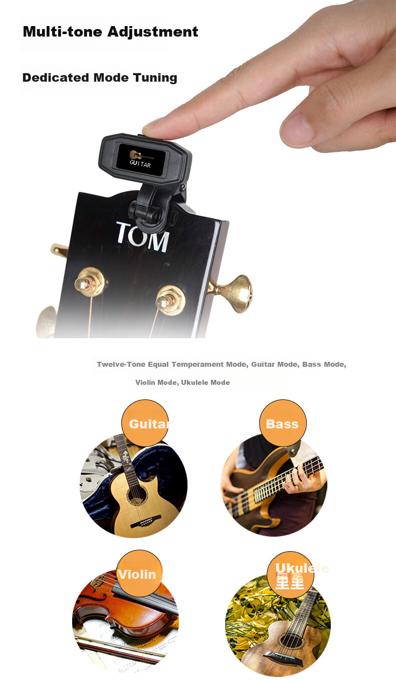 AROMA Electronic Color Screen Tuner for Guitar And Violin, Twelve-Tone Equal Temperament Universal Tuner AT-790 4