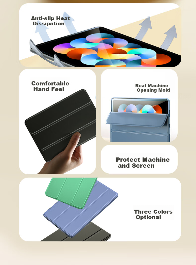 CangHua Protective Case for Redmi Pad 10.6-Inch 2022 Model, Xiaomi Tablet REDMI Pad Cover, Redmi Tablet Computer Stand, Full Protection Anti-Drop Leather Case 2