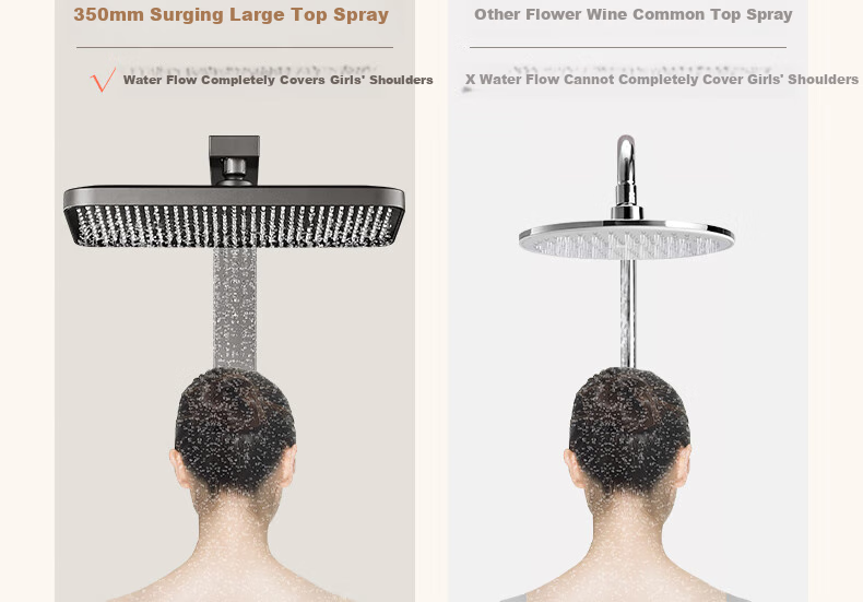 Anhua Bathroom Shower Set, Complete Integrated Brass Pressure-Increasing Square Tube, with Digital Display, Gunmetal Gray, N4G9041GGW 22