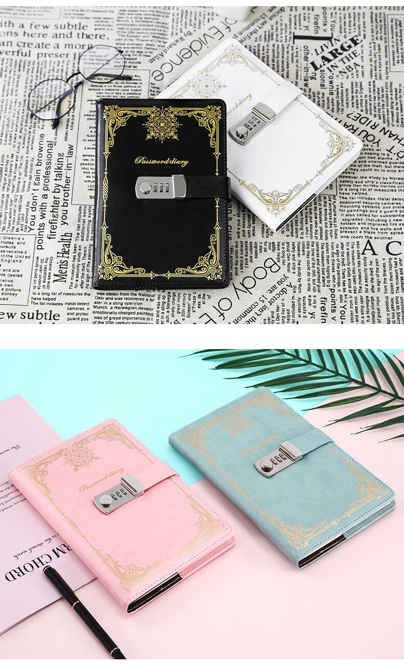 Weimei Password Lock Notebook A5 Password Diary Lockable Portable 25K High-Quality Thick 100-Page Journal Customizable Logo 3