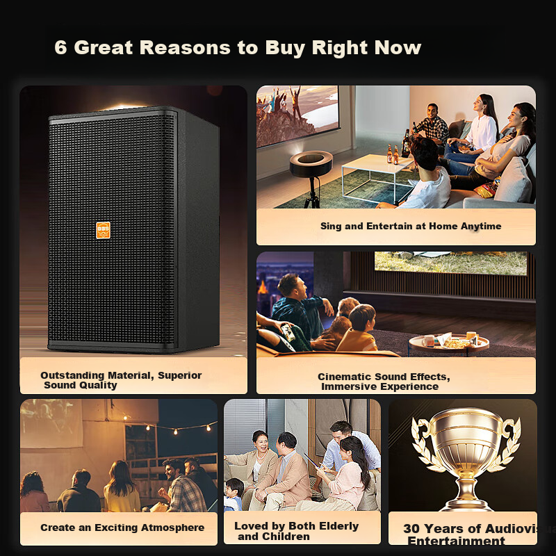 BBS [Annual Bestseller] BK10 Home KTV Sound System Set, Professional Theater Speakers Three-Way Karaoke Singing Complete Equipment for Home Use