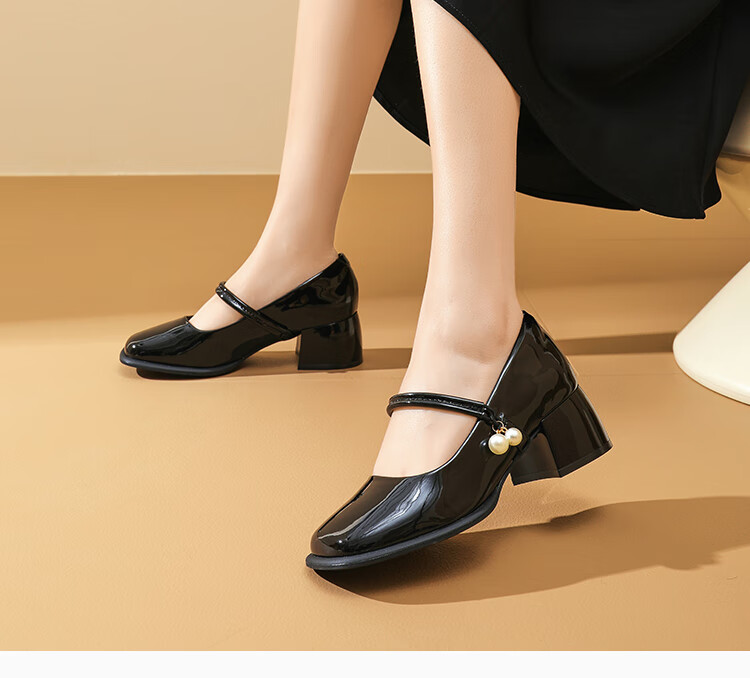 Dusto French Mary Jane Shoes for Women 2026 New Spring Square Toe Chunky Heel High Heels Comfortable Evening Shoes 4