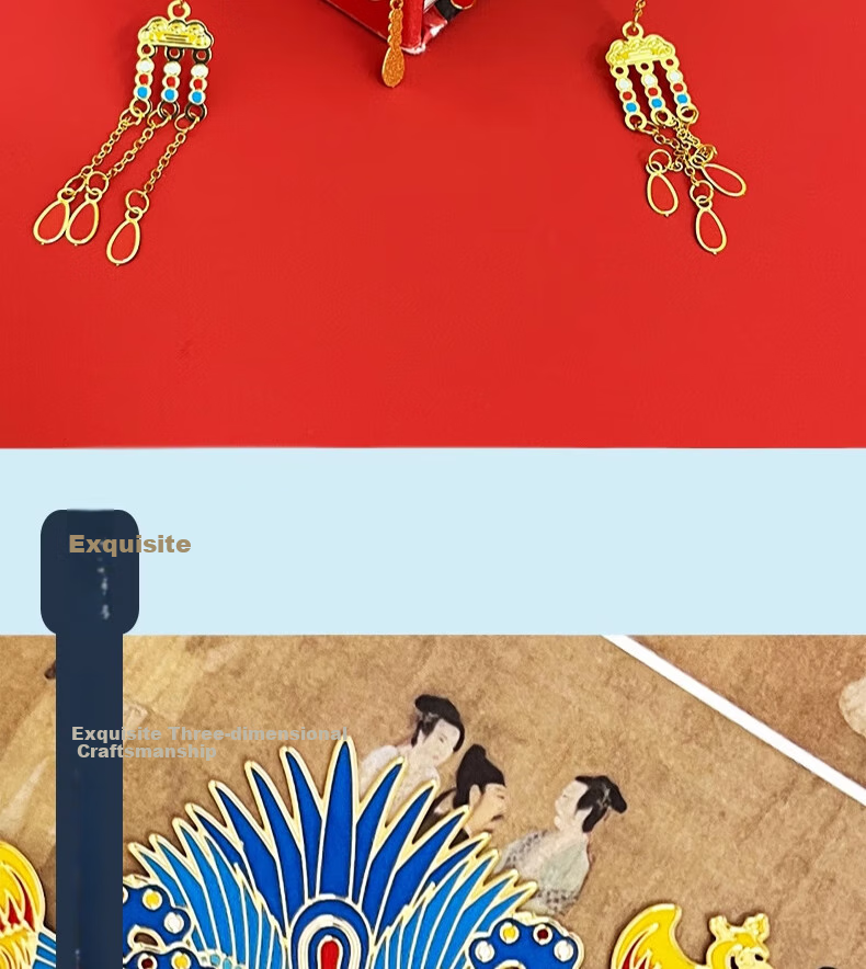 Ouliwen Chinese-Style Metal Phoenix Crown Bookmark, High-Quality Cultural And Creative Gift Box, Creative 3D Beijing Souvenir Gift Box Set, Phoenix Crown And Hairpin Two-Piece Set 8
