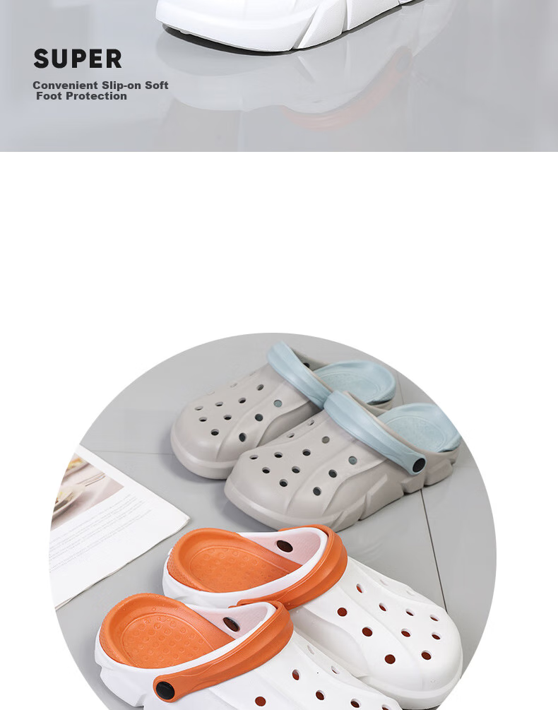 FOOTOPPO Thick-Soled Perforated Shoes for Men, Summer Outdoor Beach Slippers, Comfortable Cushioning Sandals for Men, Non-Slip And Odor-Resistant Bubble Sandals 2