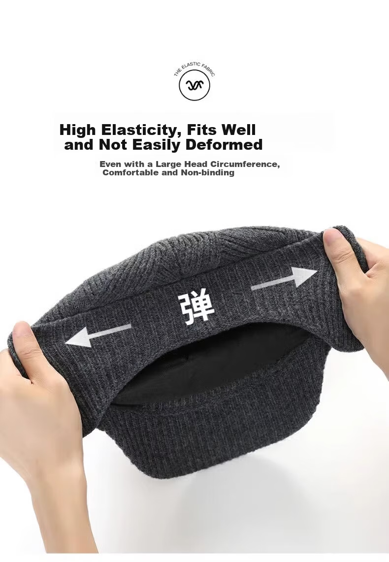 Hengyuanxiang Men's Hat, Autumn And Winter Warm Wool Knitted Cap, Thickened Ear Protection, Duck Tongue Knitted Hat, Birthday Gift 5