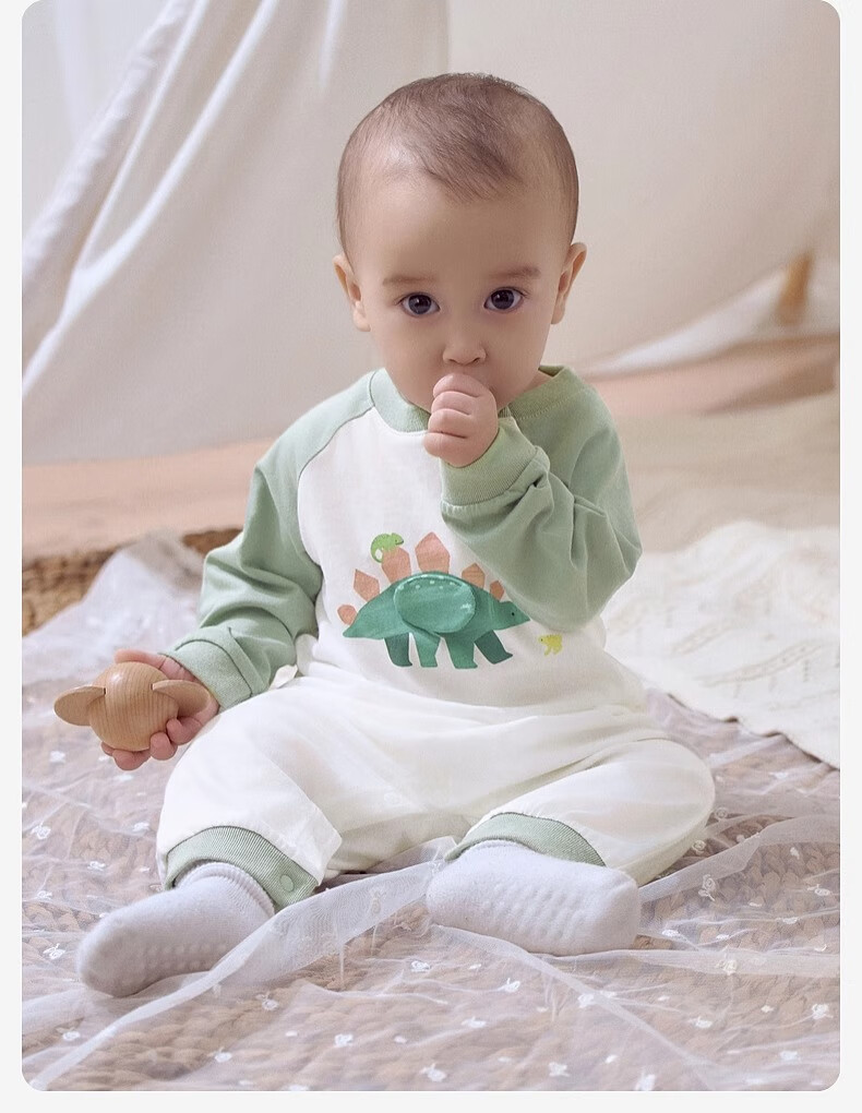 DAVE & BELLA Newborn Romper Spring Outfit for Baby Boys, Antibacterial And Anti-Mite Onesie, Infant Cotton Bodysuit 5