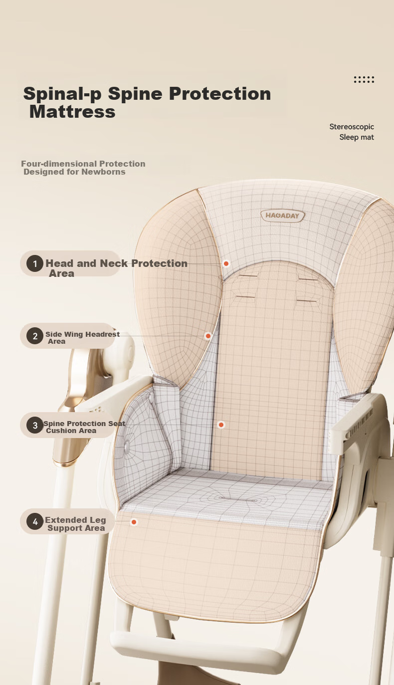 Hakada Baby High Chair And Rocker Combo, Foldable Children's Seat, No Assembly Required, Smart Soothing, Scientific Spine Protectio 13