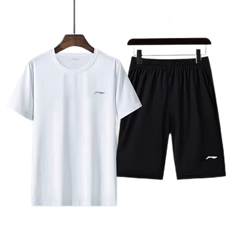 Li-Ning Men's Quick-Dry Ice Silk Breathable Sportswear Plus Size Couple Running Fitness Quick-Dry T-Shirt Shorts Unisex