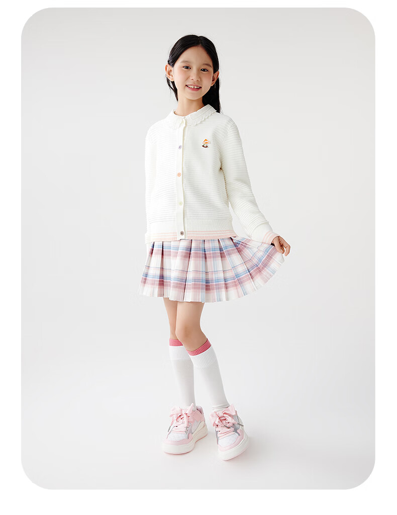 BALABALA Children's Shoes, Girls' Low-Top Sneakers, White Casual Shoes for Spring, Non-Slip New Year Shoes, Breathable Trendy Footwear 9