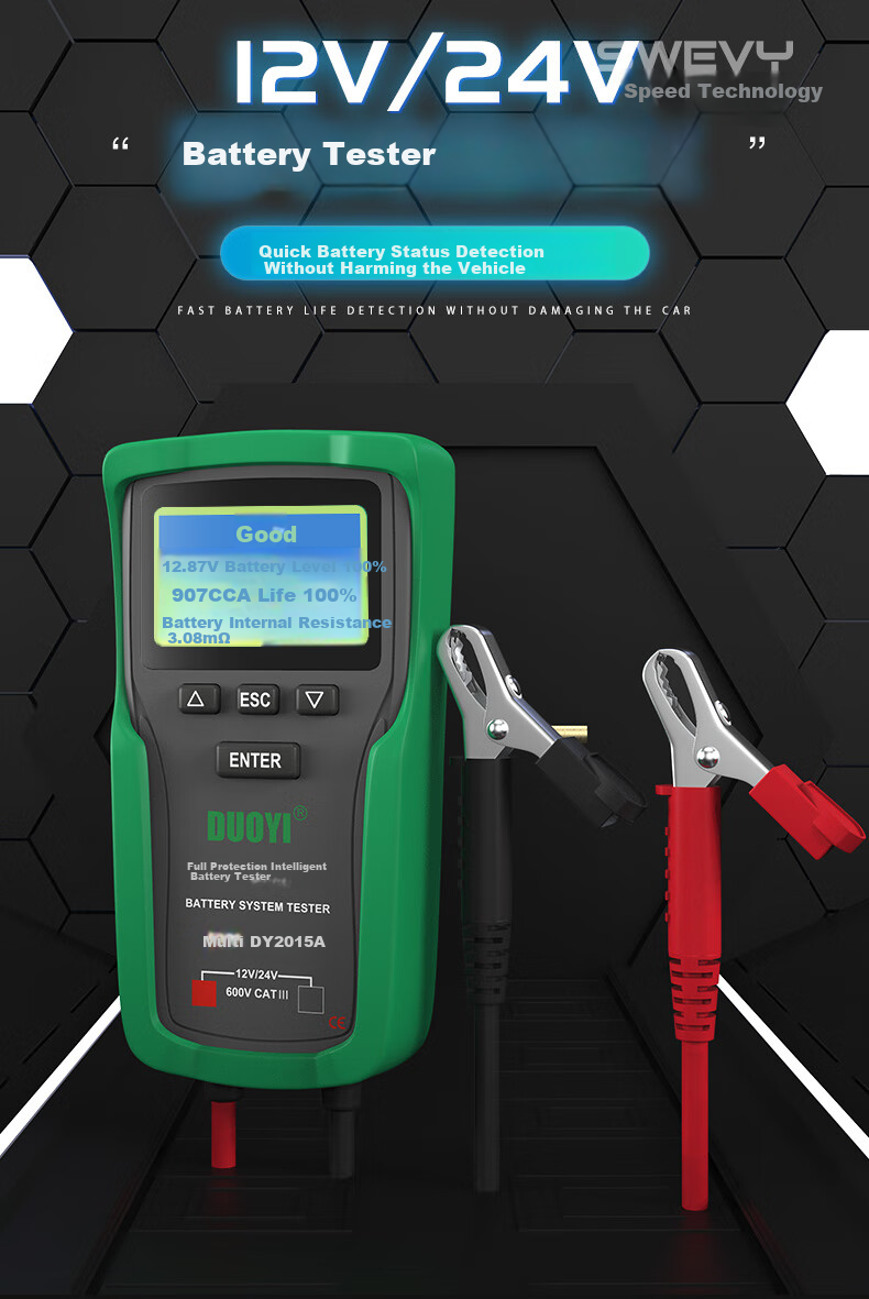 Duoyi Car Battery Tester, 12V/24V Battery Test Meter, Internal Resistance Tester for Batteries, DY-2015A 1