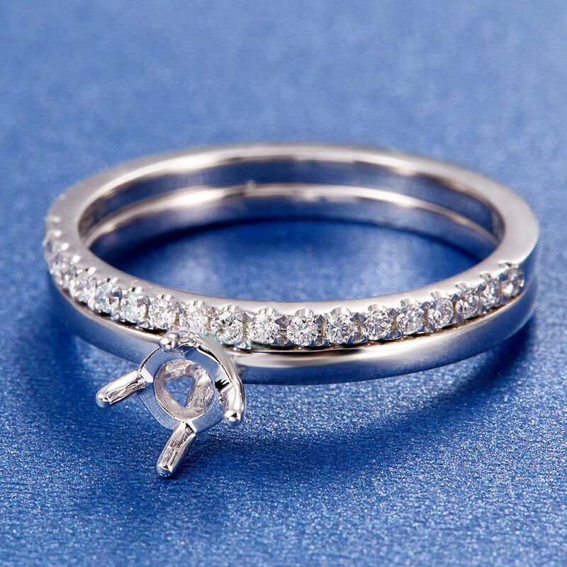 一生伊饰 白18k金 豪华四爪戒托空托gia 裸钻定制专用 单拍不发货