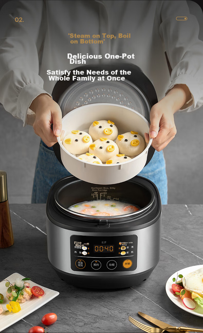 Midea Low-Sugar Rice Cooker, Non-Coated 3L Capacity for 2-3 People, Non-Coated 316L Stainless Steel Inner Pot, One-Touch Firewood Rice, Multi-Functional for Home Use MB-3E91LS 14