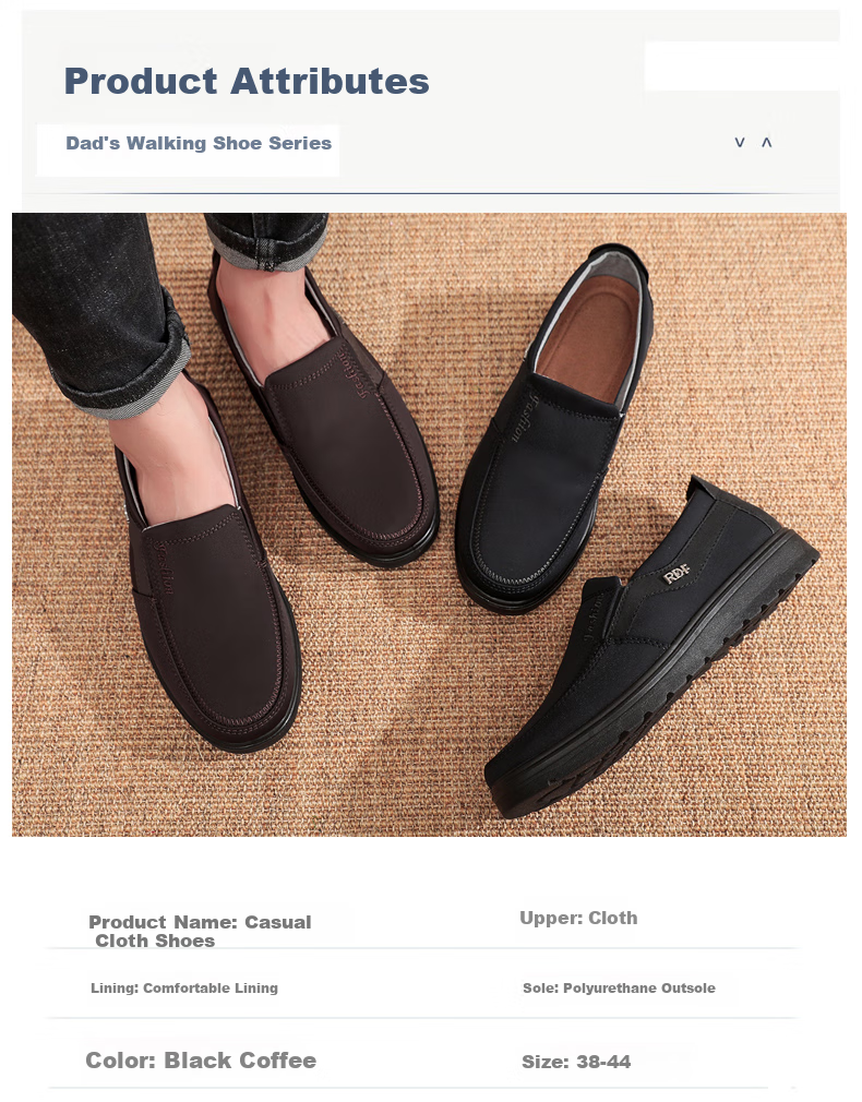 Ankang Old Beijing Cloth Shoes for Men, Breathable Waterproof Dad Shoes, Soft-Soled AK33623 for Middle-Aged And Elderly, Coffee Color, Size 47 10