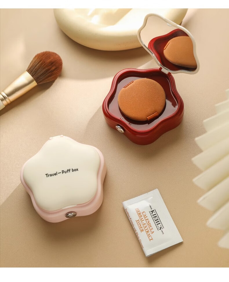 Fanyejia Breathable Powder Puff Storage Box, Makeup Mirror Dust-Proof Flip Lid Case, Air Cushion with Air Holes Empty Box 9