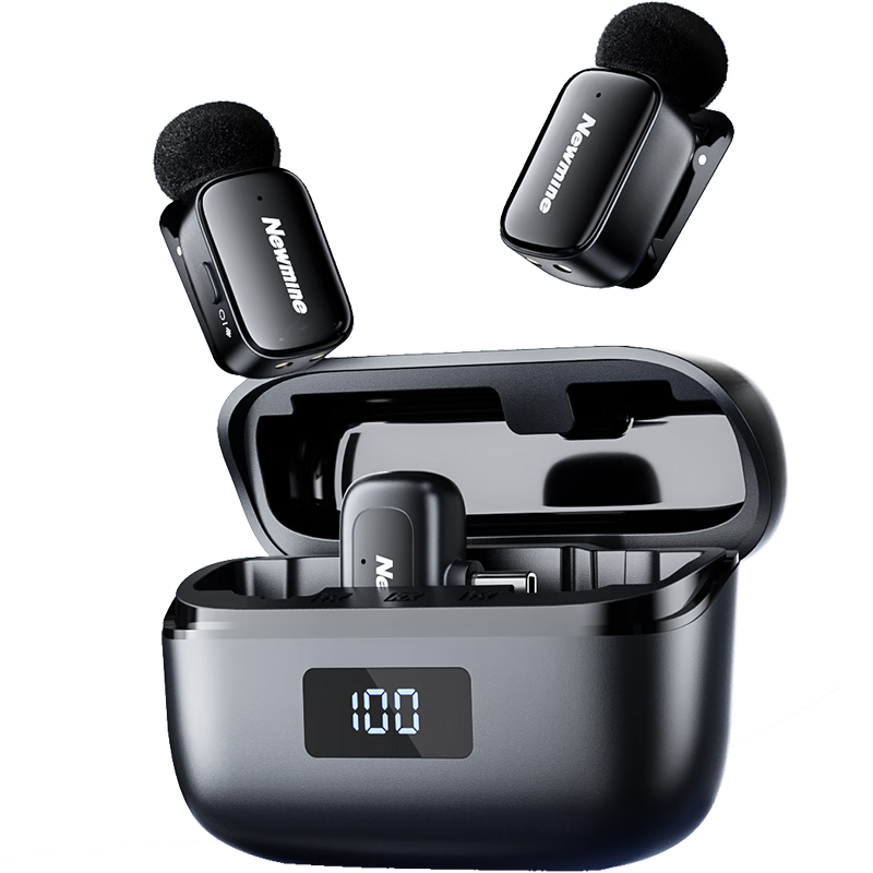 Newmine MC225 Wireless Lavalier Microphone for Live Streaming, Mini Audio Pickup for Outdoor Interviews, Short Video Recording, Conference Recording Equipment with Professional Noise Reduction And Dual Microphones
