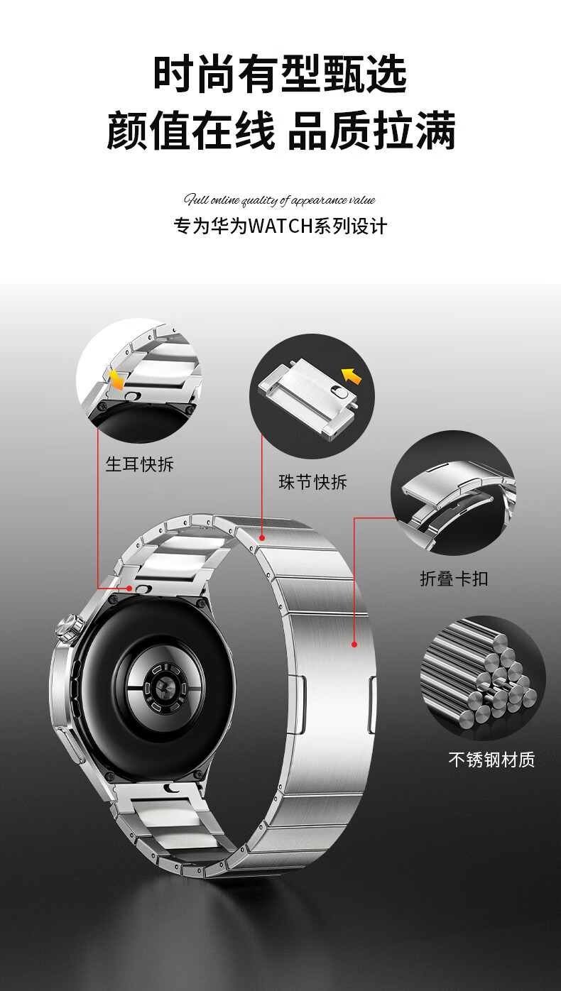 Weiqiantu [Chain Steel Strap] Suitable for Huawei GT7/GT6/GT5/Pro Watch Band, Compatible with Watch6/5/6pro/watch4pro, Gt4/3 Non-Fen Dashi 2 Stainless Steel Watch Strap 1