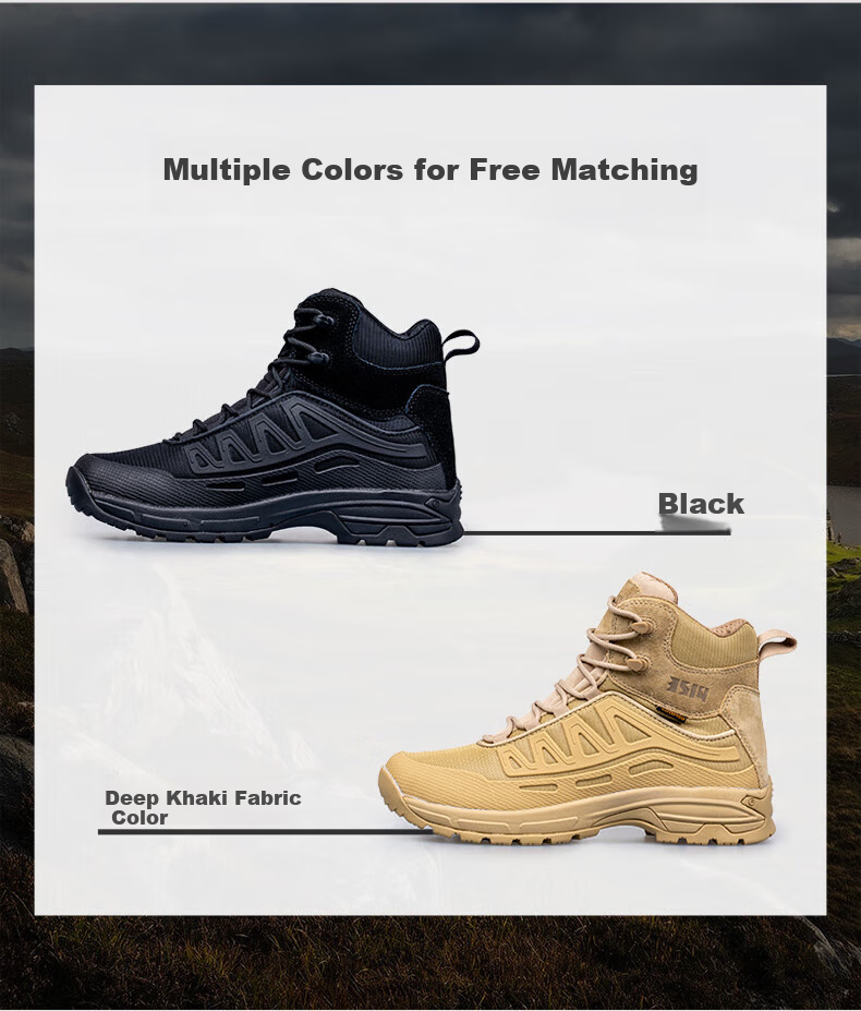 3514 Mid-Top Outdoor Shoes for Men, Breathable, Wear-Resistant, Non-Slip, Shock-Absorbing Sports Shoes, Hiking Boots, Black, Size 41 4