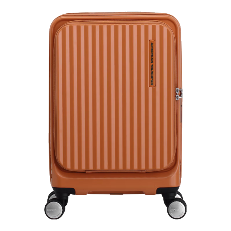 AMERICAN TOURISTER Luggage, Carry-On Size, 20-Inch, Front-Opening, Deep Compartment, Trolley Suitcase, Expandable Capacity, Travel Case with Password Lock, NF2 Orange