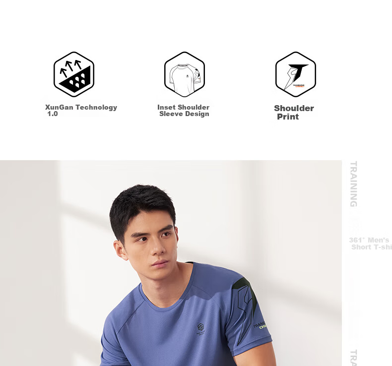 361° Men's Short-Sleeve T-Shirt, Summer Quick-Dry, Loose-Fitting Athletic Running Fitness Casual Top, Half Sleeve, 652524101-2 3