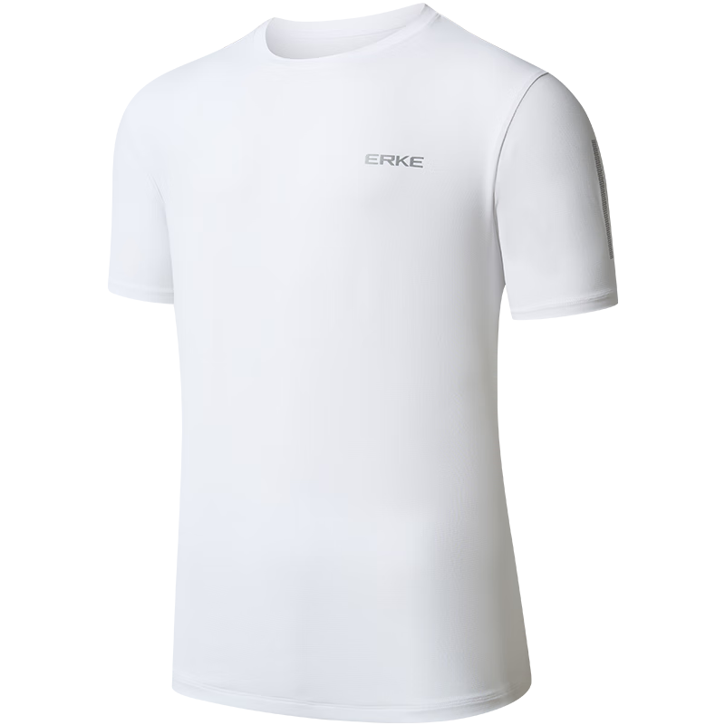 ERKE Short-Sleeve T-Shirt for Men, Autumn New Arrival, Moisture-Wicking And Quick-Drying Sports Tee, Round Neck Undershirt, Solid Color Top, Outdoor Running Wear