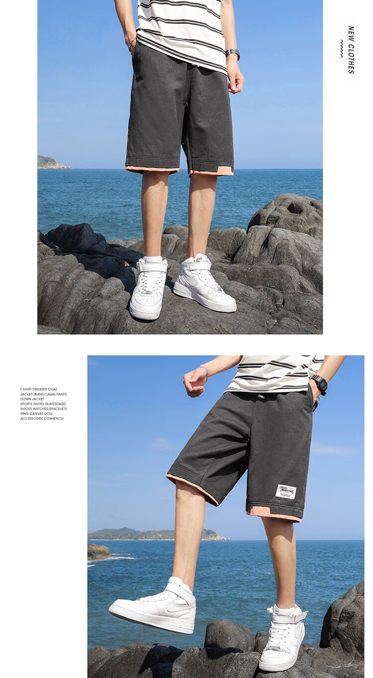ROMON Pure Cotton Shorts, Men's Loose-Fitting Casual Sports Capri Pants, Men's Clothing, Gray 2XL 9