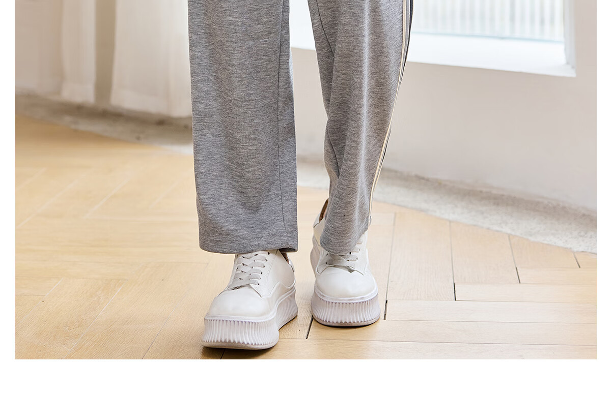 Halo Queen Casual Wide-Leg Pants for Women with Side Stripes Design, High-Waisted Loose Straight-Leg Trousers for Petite Figures H143K2003 30