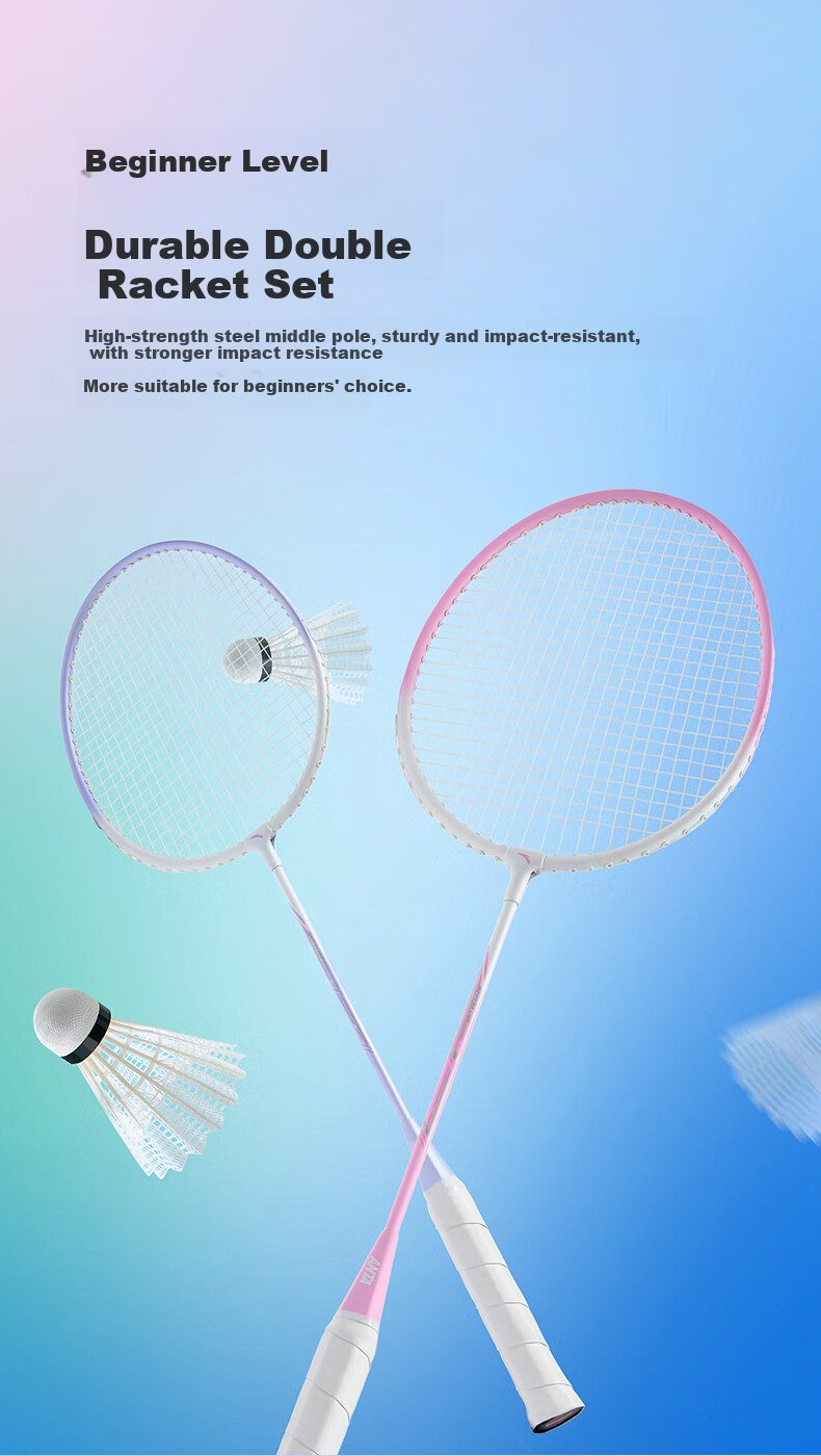 ANTA Badminton Racket Set for Men And Women, Durable Deep Groove Competition Rackets with Nylon Shuttlecock Bag And Grip Set 2