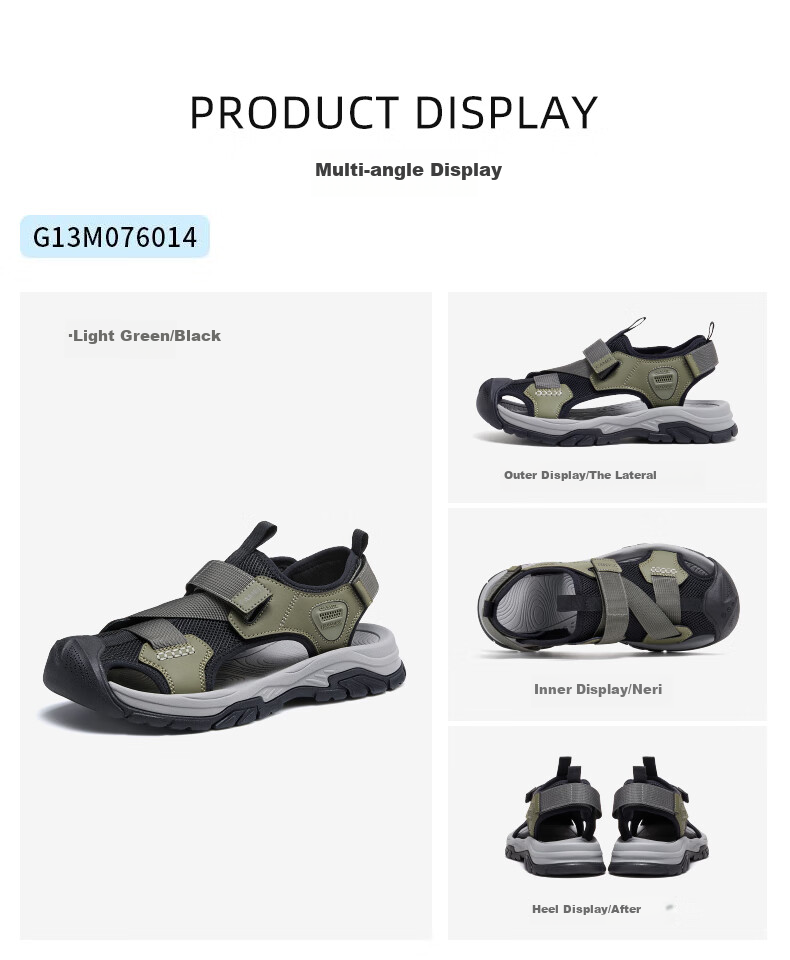 CAMEL Outdoor Casual Velcro Closed-Toe Perforated Beach Sports Sandals for Men G14M076677 Night Black Size 41 30