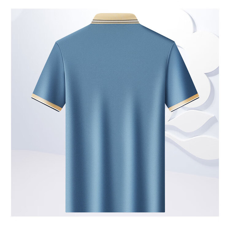 MONTAGUT Polo Shirt Short Sleeve for Men, Summer High-End Collared Cool Silk Breathable T-Shirt Half Sleeve, Misty Blue, 3XL/56 8
