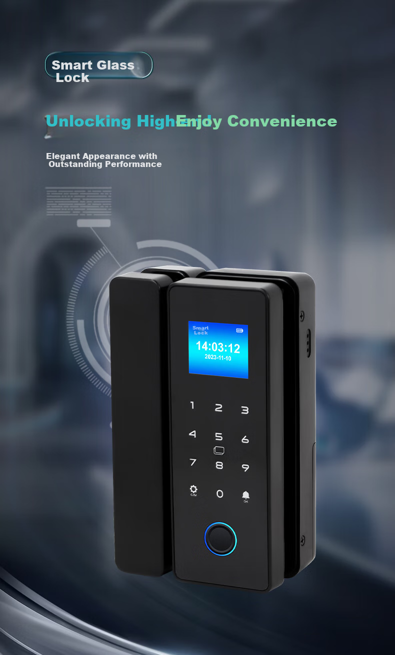 Youku Fingerprint Lock, Access Control Smart Electronic Password Lock, Office Glass Door Lock, Single And Double Doors, No Drilling Or Wiring Required, Bluetooth Mini-Program Unlocking 2