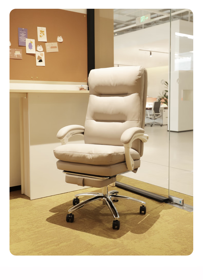 Deli KF300U-J Ergonomic Office Chair, Comfortable Reclining Computer Chair with Dual Soft Cushioning, Executive Chair, Beige 15