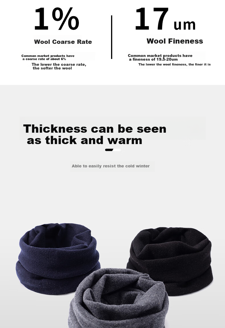 TUCANO Pure Wool Men's Hat And Scarf Two-Piece Set, Winter Outdoor Cycling Sports Warm Windproof Scarf Woolen Hat for Me 8