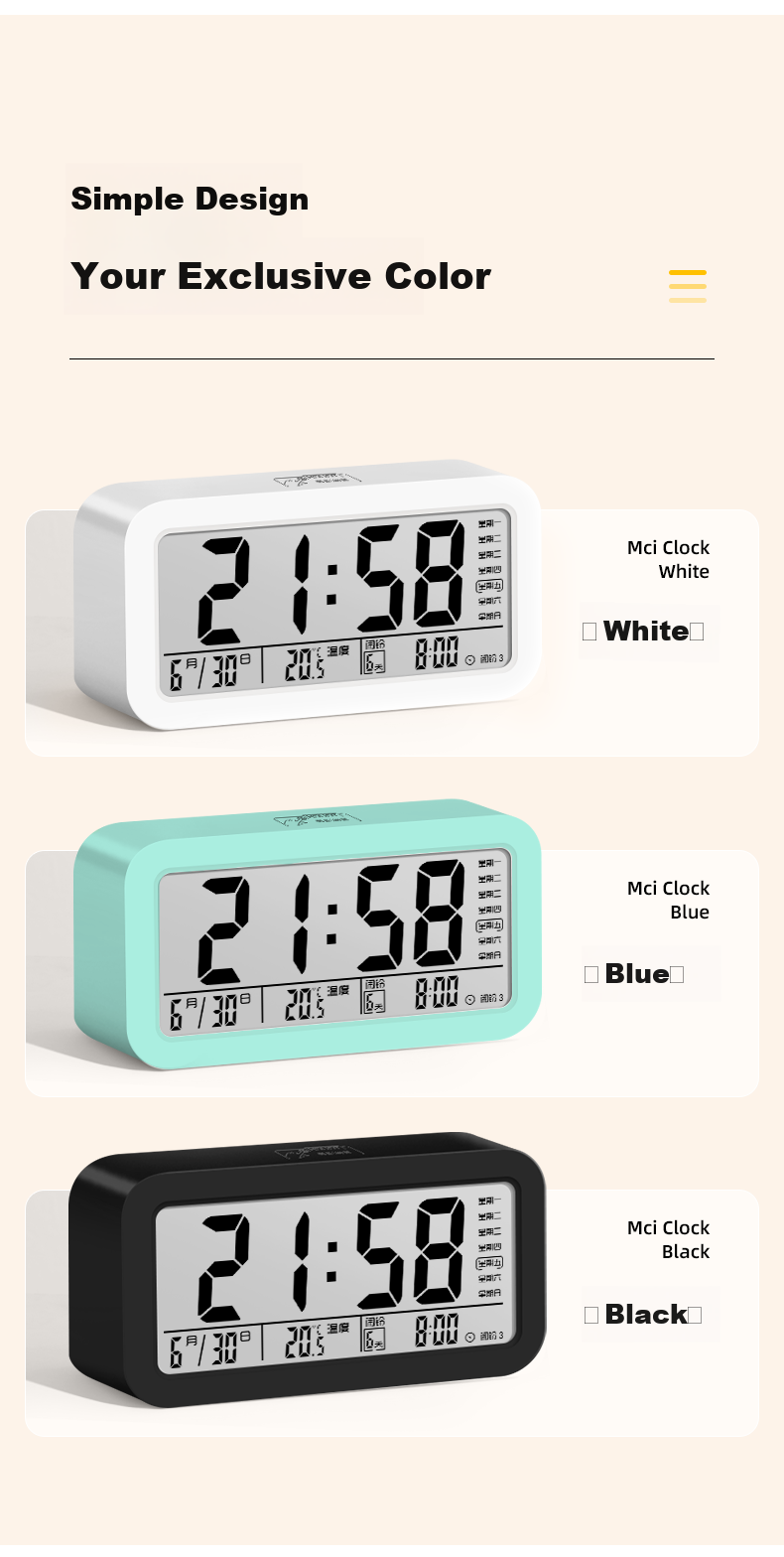 Mashi Alarm Clock for Students And Children, Bedroom Bedside Clock, Specialized Wake-Up Device, 2026 New Smart Electronic Desktop Clock, Back-To Essential, Black Back-To Gift 12