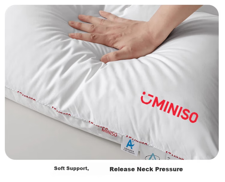 MINISO Zero Pressure Sleep-Friendly Antibacterial Pure Cotton Pillow Core, Deep Sleep Cervical Spine Protection Pillow Core, One Pair of Single-Sided High Pillow 1