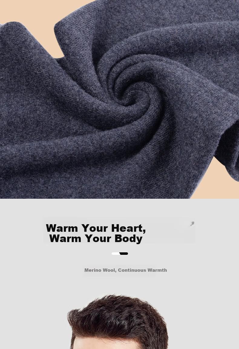 TUCANO Pure Wool Men's Hat And Scarf Two-Piece Set, Winter Outdoor Cycling Sports Warm Windproof Scarf Woolen Hat for Me 4