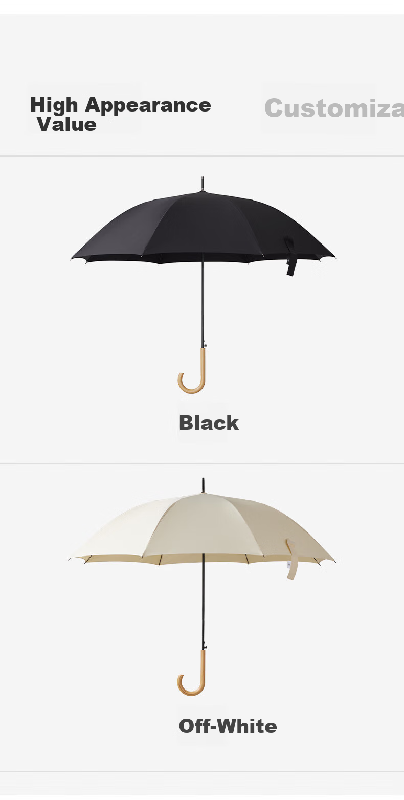 Obsu Dual-Purpose 8-Rib Bamboo Composite Water-Resistant Umbrella with Nano Coating And Long Handle, Black, Semi-Automatic 8