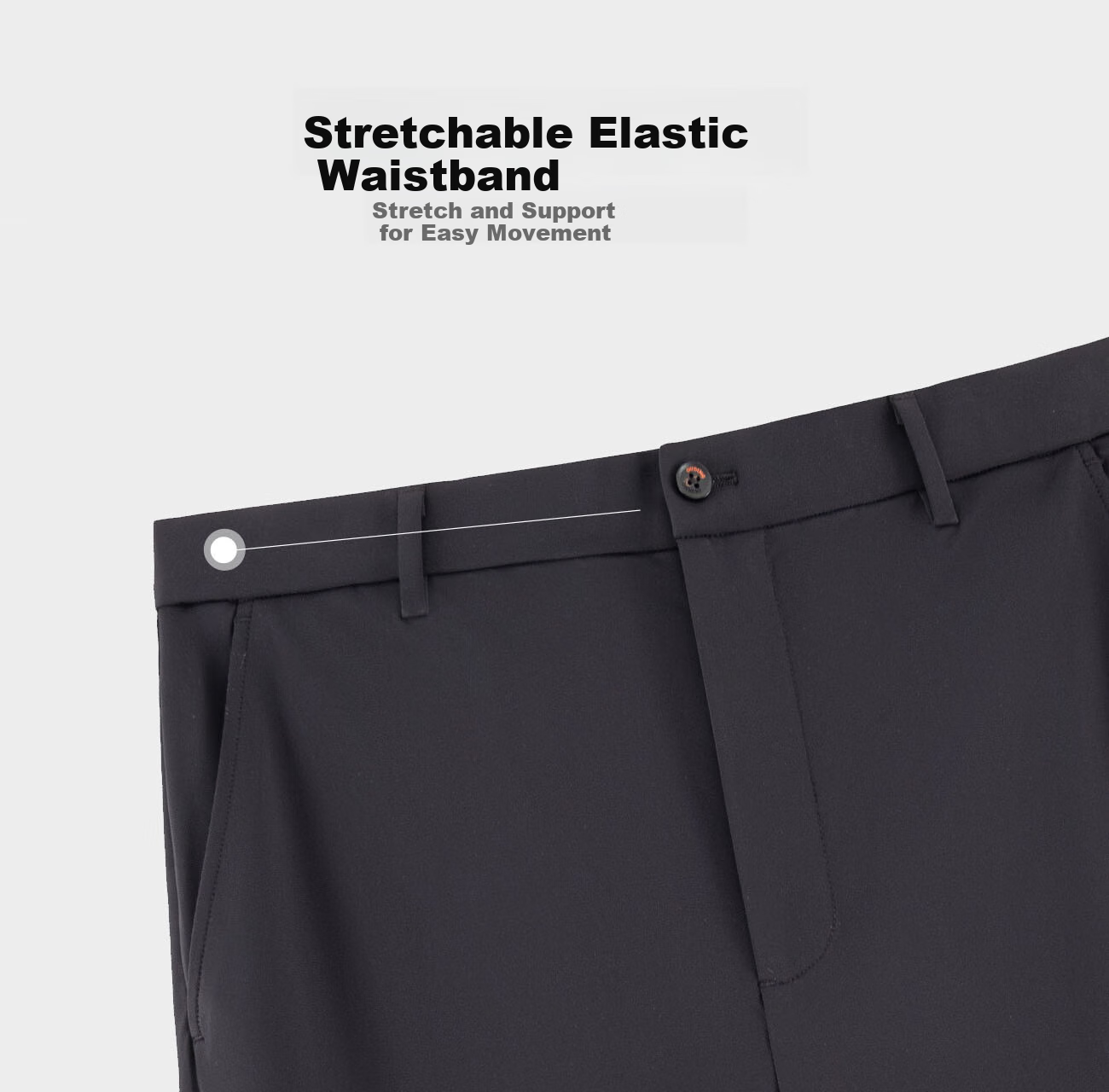 OUDING First-Class Black Diamond Dress Pants for Men, Easy-Care, High-Elasticity, Wrinkle-Resistant, Business Casual Trousers, Black Diamond, Size 38 6