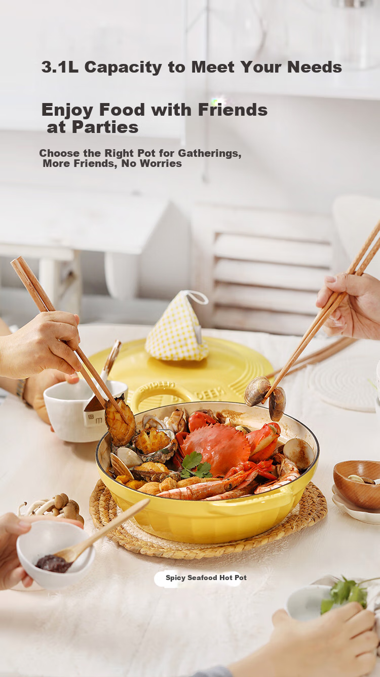 Buydeem Enamel Cast Iron Pot, Stew Pot, Braising Pot, Baking Pot, Seafood Pot, White Enamel, 28cm, Flowing Gold, Purple 3