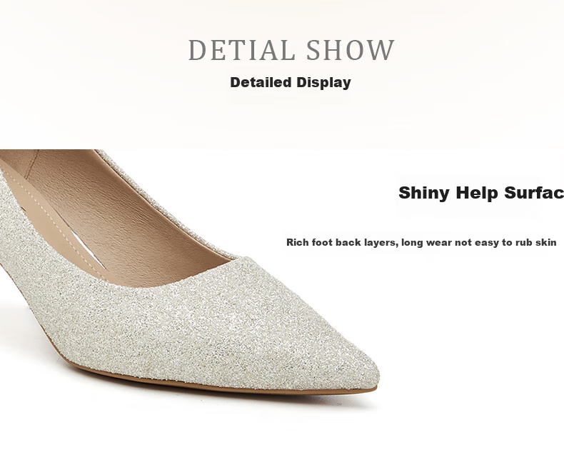 DAPHNE Women's High Heels, Pointed Toe, Stiletto, Shallow Mouth, Single Shoes, Fairy Style, Elegant Heightening Wedding Party Shoes, Champagne Color, Size 34 13