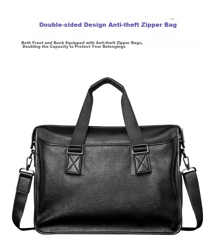 COW Briefcase, Men's Business Casual Handbag, Large Capacity, Durable, Men's Bag, Business Laptop Bag, 8628 Black 11