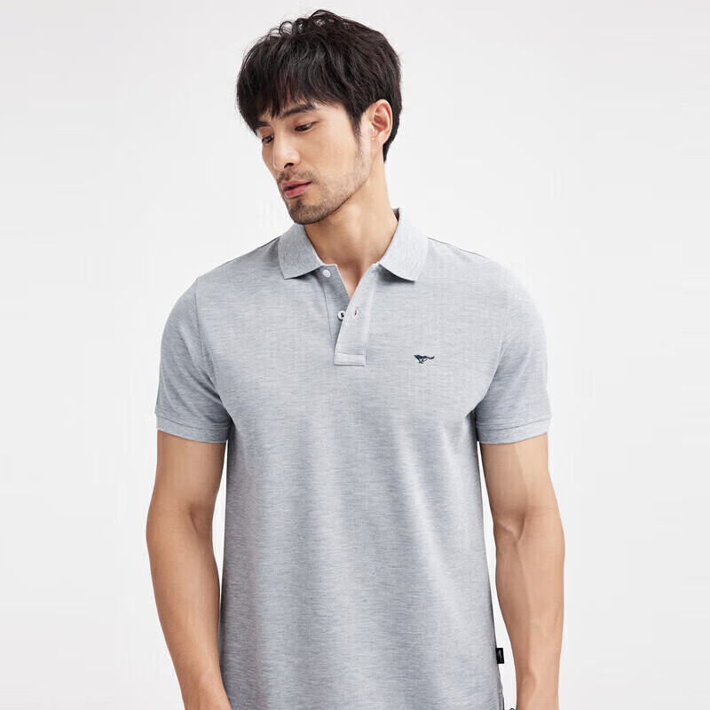 SEPTWOLVES Cool-Feeling Color-Fixing Short-Sleeve Polo Shirt for Men, Antibacterial Collar Business Casual Solid Color Multi-Color Small Wolf Logo T-Shirt