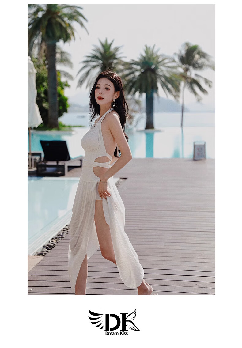 DK Women's New Sexy Halter Neck One-Piece Swimsuit, Slimming And Figure-Flattering, High-End Korean Hot Spring Swimwear, XL 13